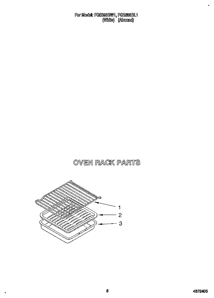 OVEN RACK, LITERATURE Diagram and Parts List for FGS385BL1  Roper Range