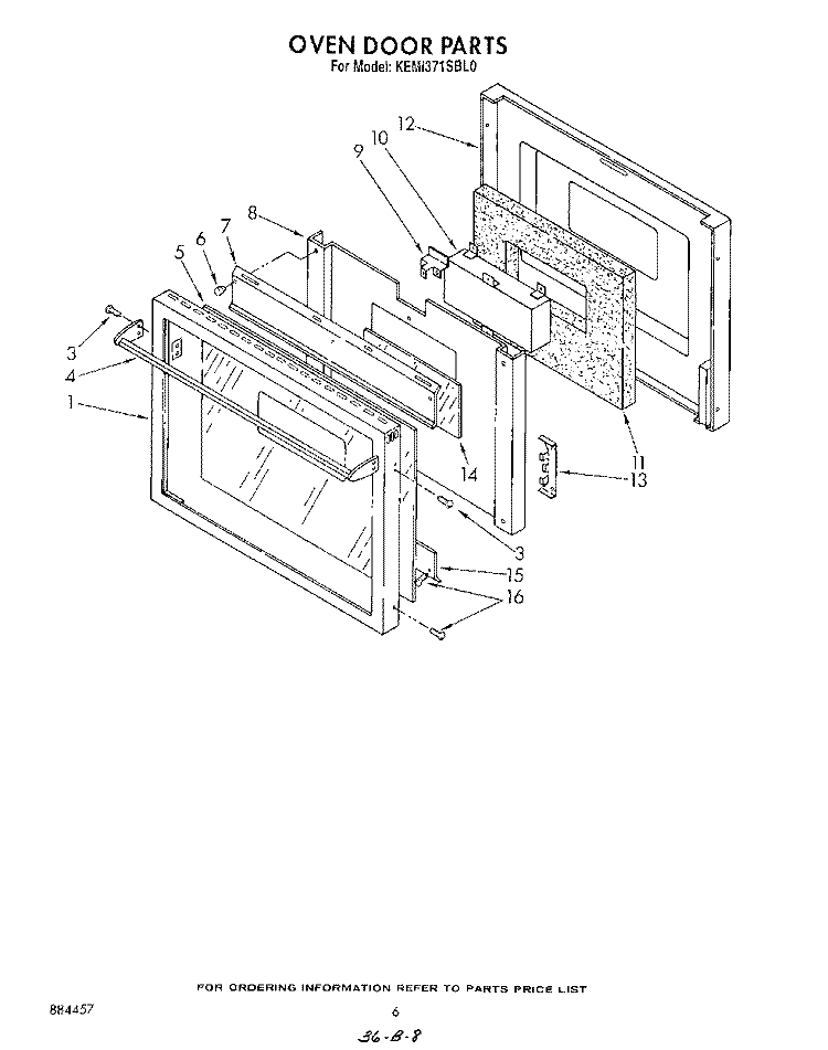 OVEN DOOR , LIT/OPTIONAL Diagram and Parts List for KEMI371SBL0  KitchenAid Microwave Oven Combo
