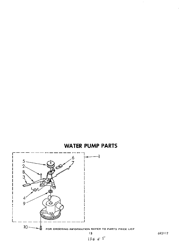 WATER PUMP Diagram and Parts List for LT5004XMW0  Whirlpool Washer Dryer Combo