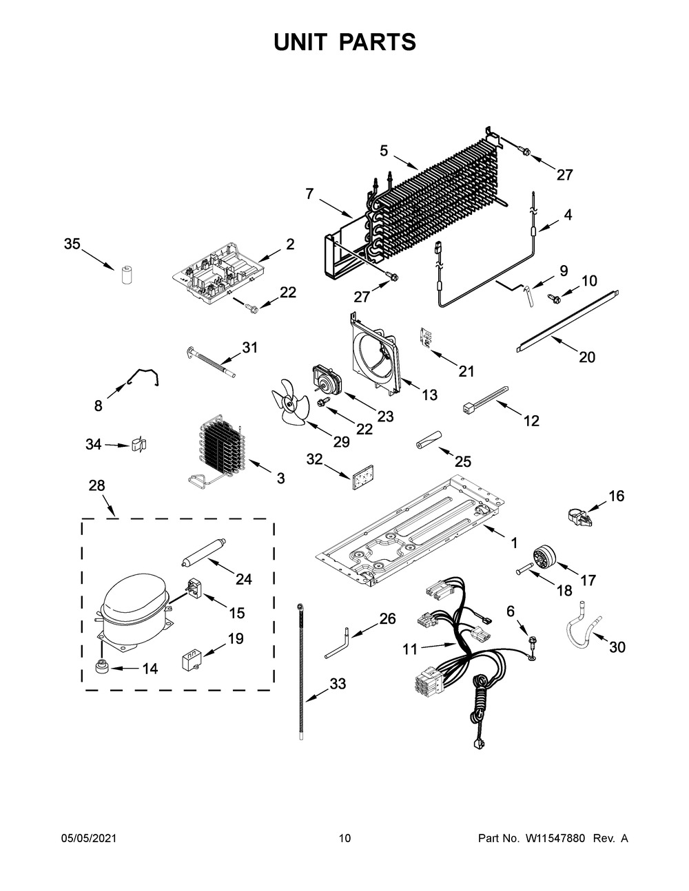Unit Parts Diagram and Parts List for WRT138FZDB04  Whirlpool Refrigerator