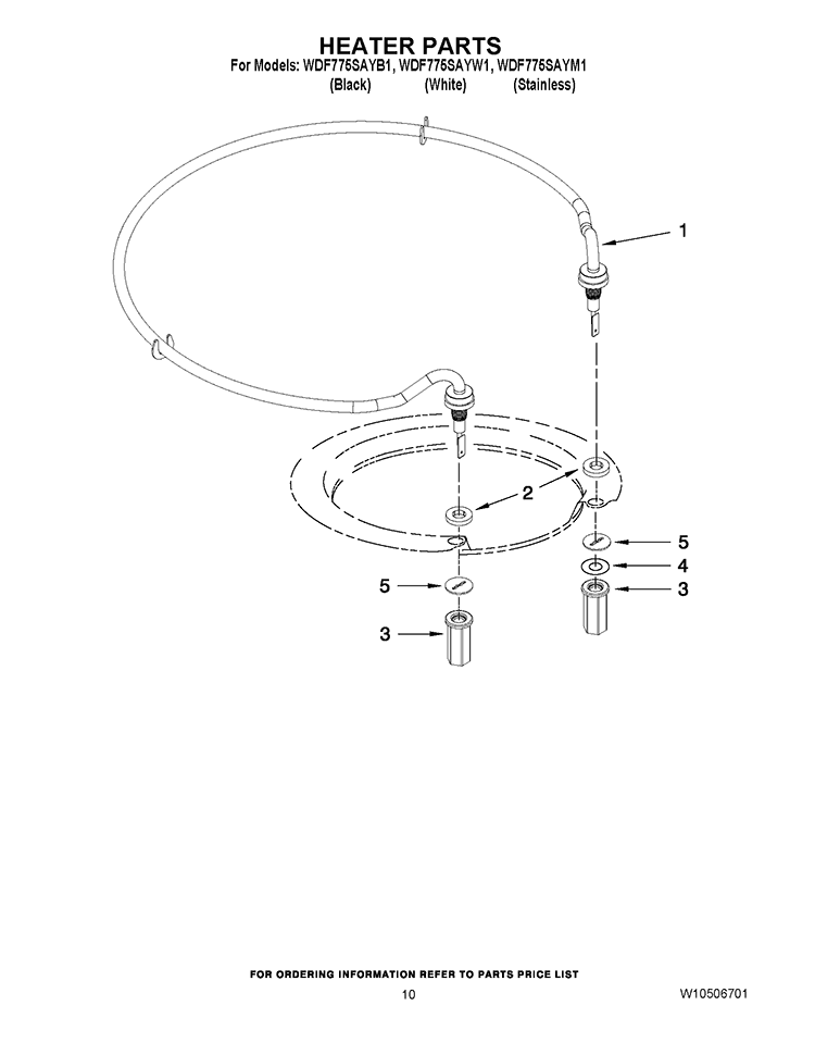 HEATER PARTS Diagram and Parts List for WDF775SAYW1  Whirlpool Dishwasher