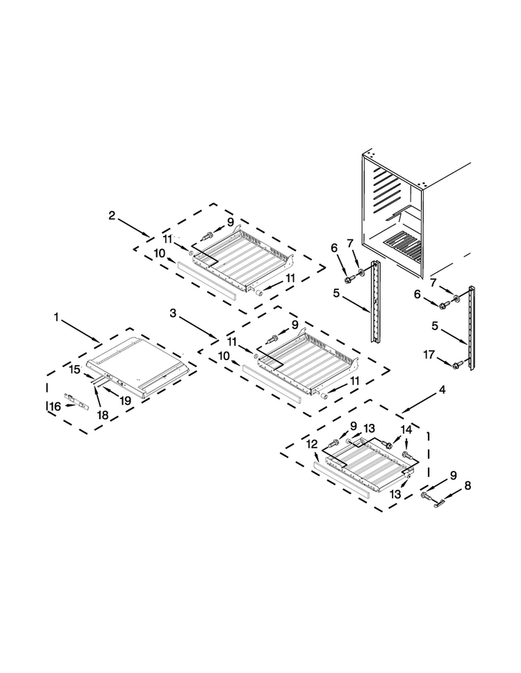 Shelf Parts Diagram and Parts List for KUWR304CSS00  KitchenAid Cooler