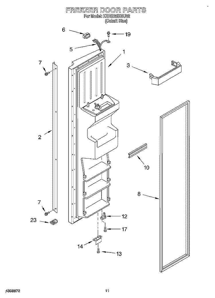 FREEZER DOOR Diagram and Parts List for KSRS25IHBU02  KitchenAid Refrigerator