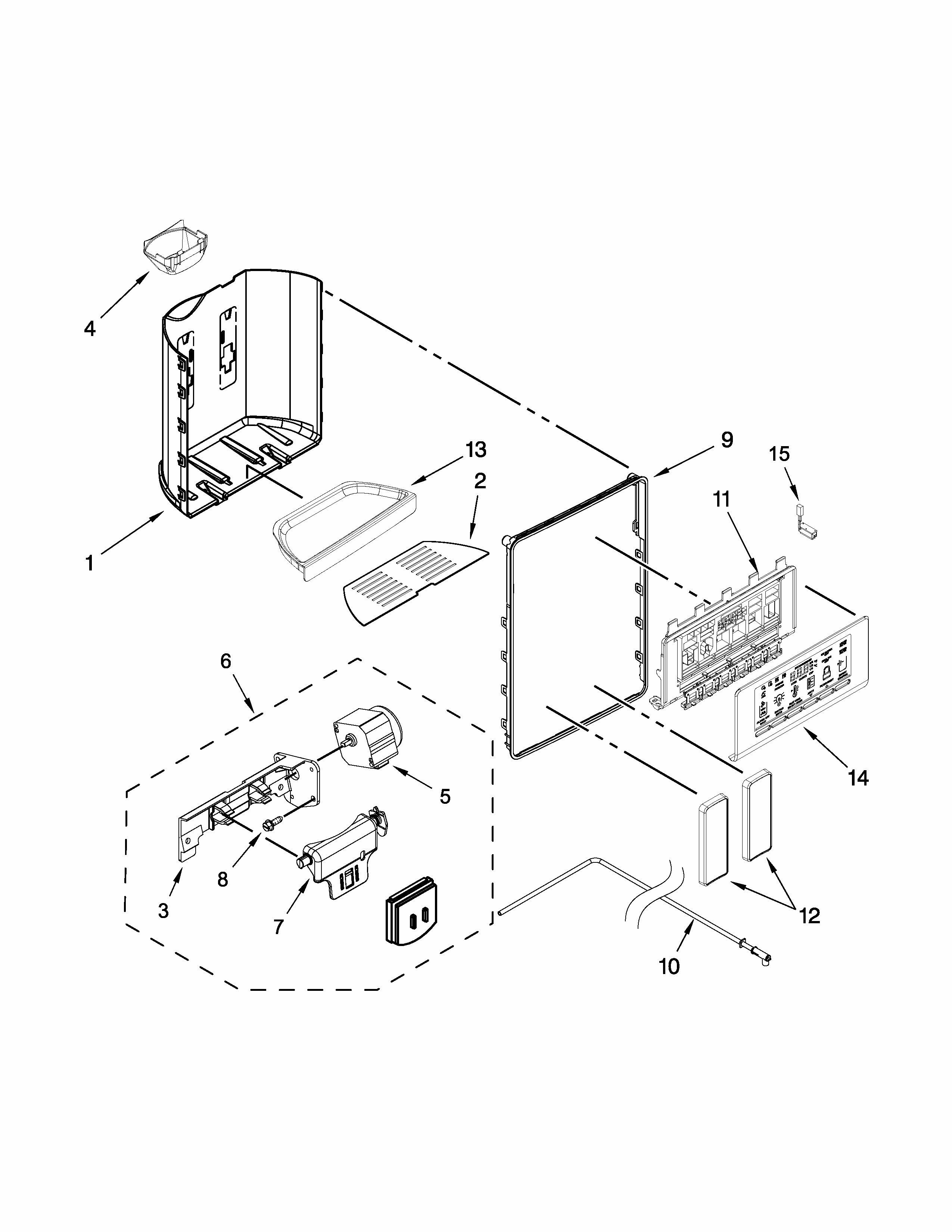 Dispenser Parts Diagram and Parts List for ISC21CNEDS00  Whirlpool Refrigerator