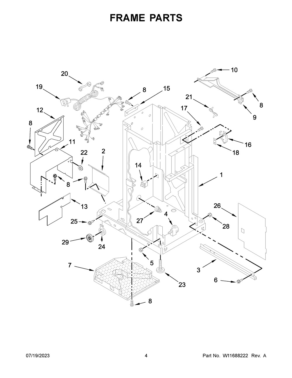 Frame Parts Diagram and Parts List for KTTS505ESS2  KitchenAid Trash Compactor