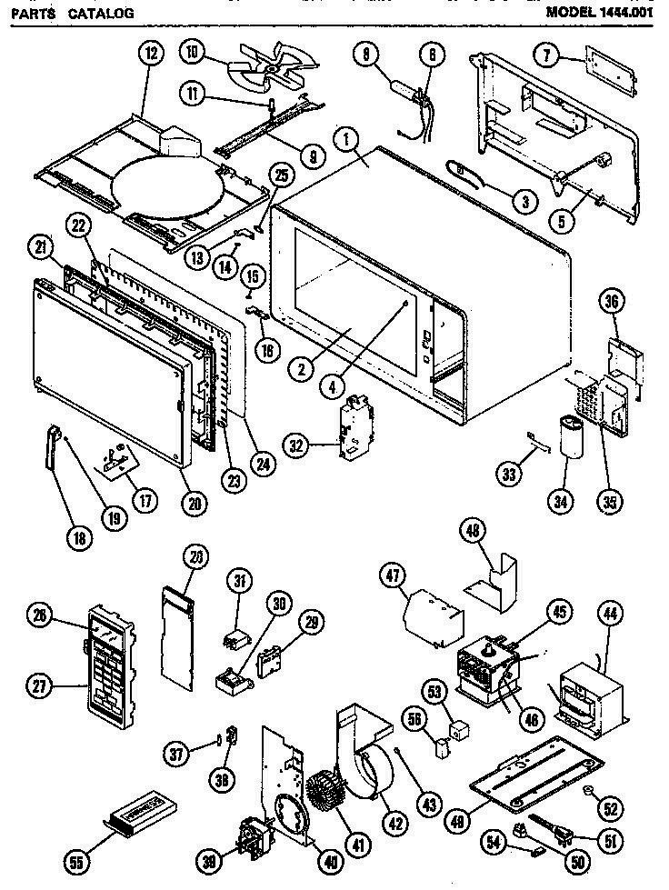 01 - Page 1 Diagram and Parts List for 1444001  Whirlpool Microwave