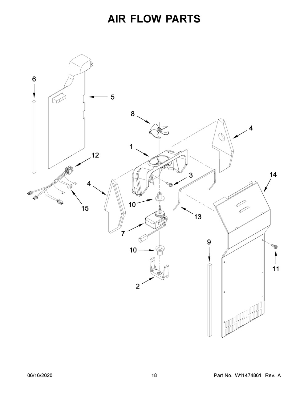 Air Flow Parts Diagram and Parts List for WRS335SDHW03  Whirlpool Refrigerator