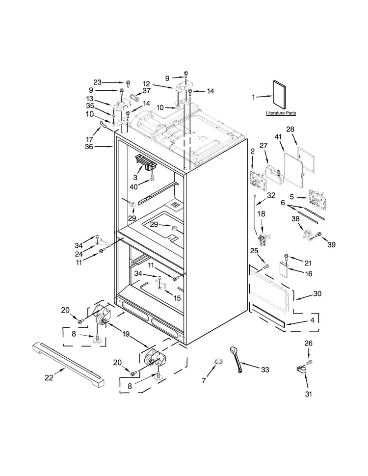 Cabinet Parts Diagram and Parts List for WRF990SLAM01  Whirlpool Refrigerator