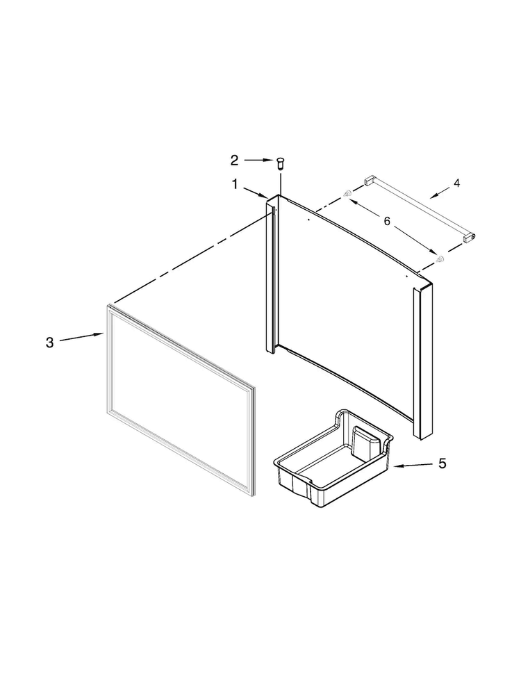 Freezer Door Parts Diagram and Parts List for KRFF300ESS00  KitchenAid Refrigerator