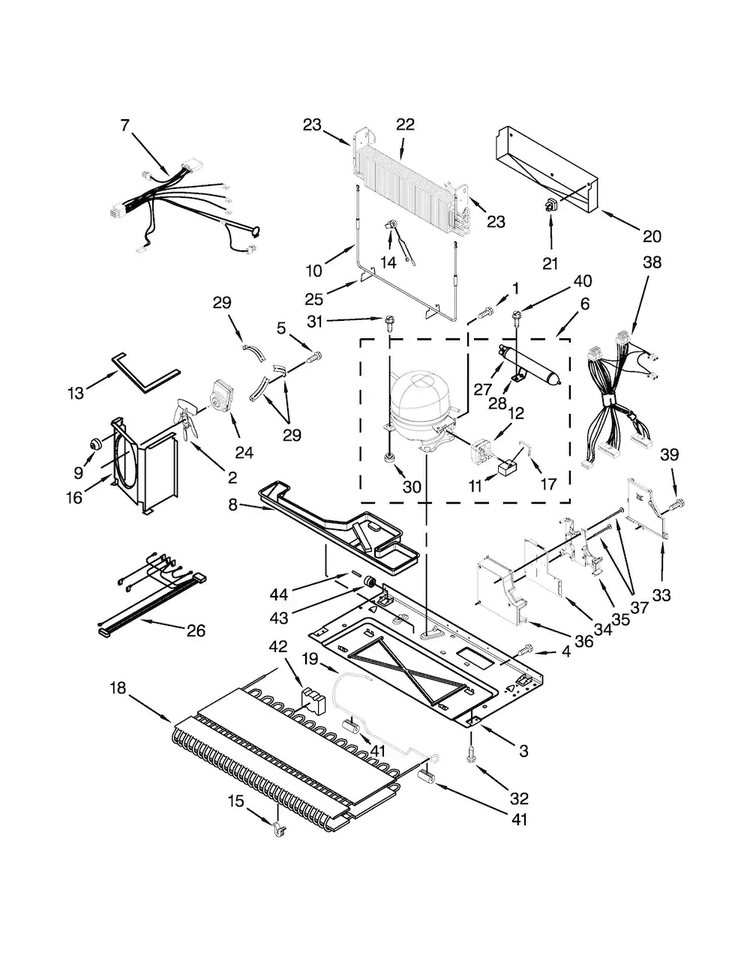 Unit Parts Diagram and Parts List for KBFS25EVBL0  KitchenAid Refrigerator
