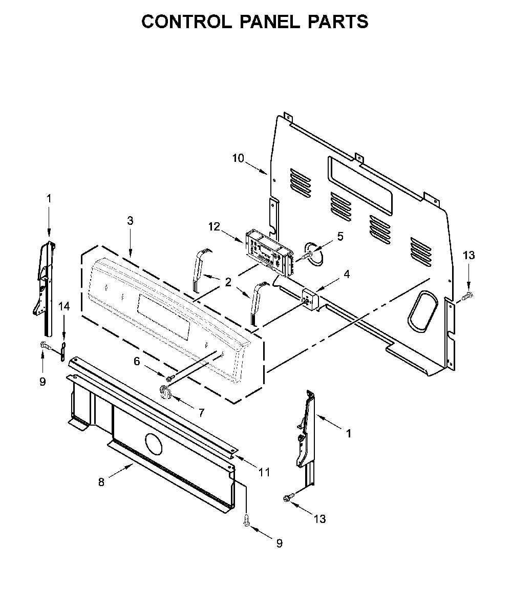 Control panel parts Diagram and Parts List for WFC315S0JB0  Whirlpool Range