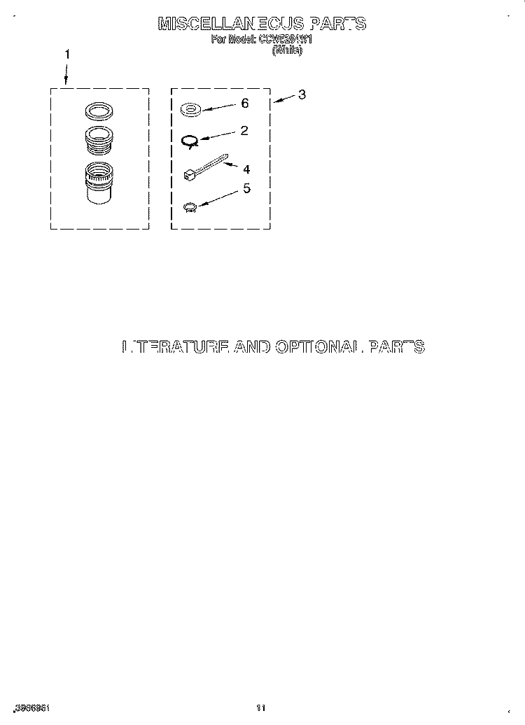 MISCELLANEOUS, LIT/OPTIONAL Diagram and Parts List for CCW5264W1  Whirlpool Washer