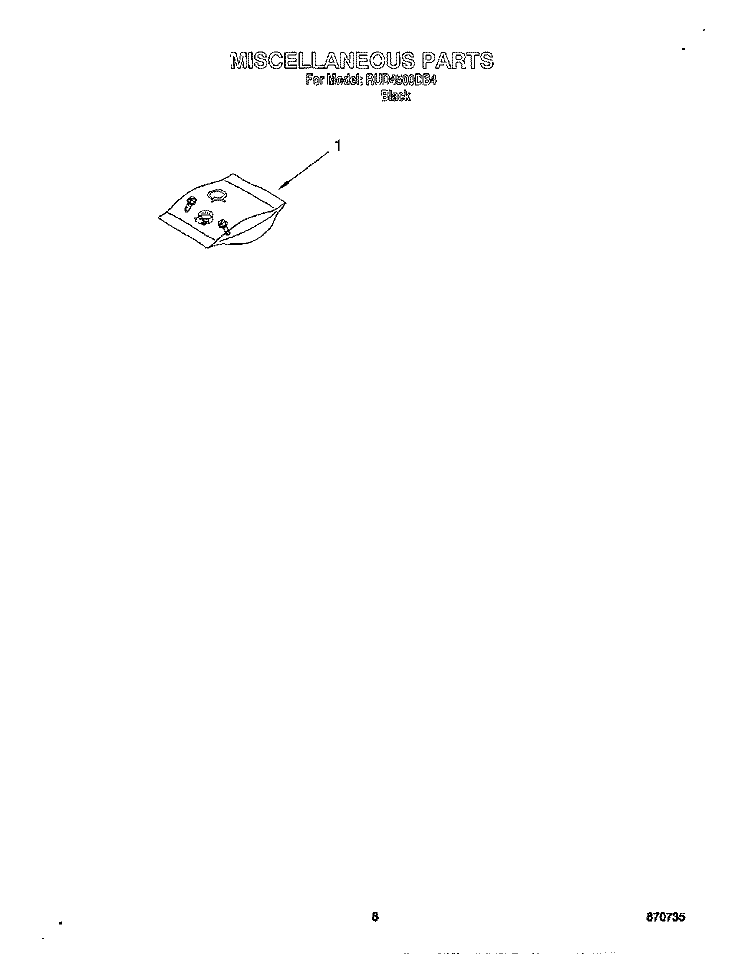MISCELLANEOUS, LIT/OPTIONAL Diagram and Parts List for RUD4500DB4  Roper Dishwasher