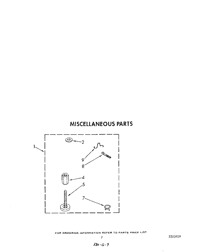 MISCELLANEOUS Diagram and Parts List for 6LA5800XTF1  Whirlpool Washer