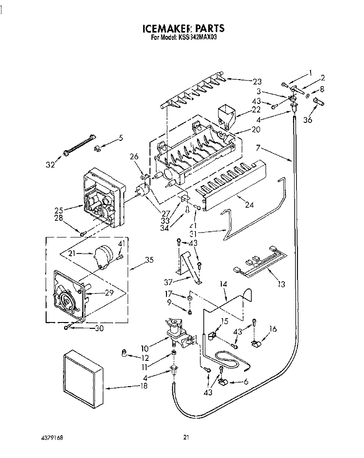 ICEMAKER, LIT/OPTIONAL Diagram and Parts List for KSSS42MAX03  KitchenAid Refrigerator