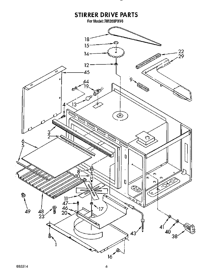 STIRRER DRIVE, OPTIONAL Diagram and Parts List for RM288PXV6  Whirlpool Microwave Oven Combo