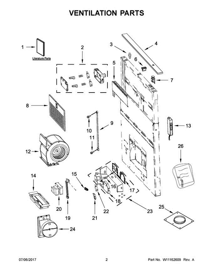 02 - Ventilation Parts Diagram and Parts List for KXD4736YSS4  KitchenAid Range Hood