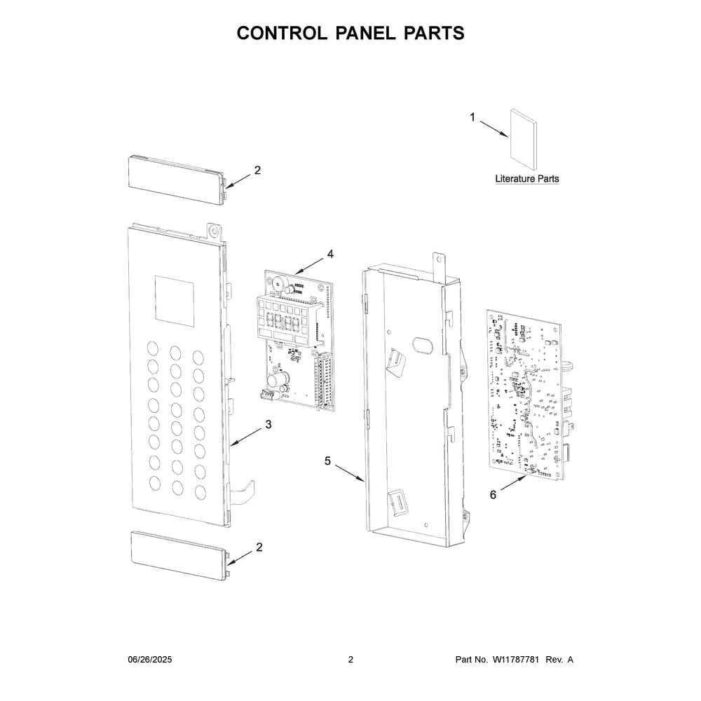 Control Panel Parts Diagram and Parts List for KMMF330PSS01  KitchenAid Microwave