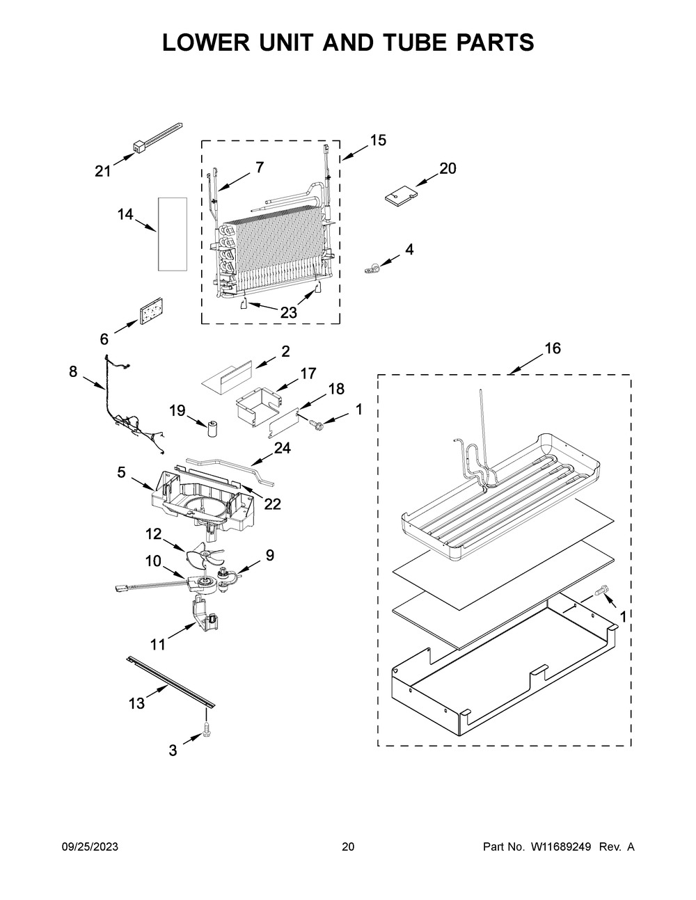 Lower Unit And Tube Parts Diagram and Parts List for KBBL306ESS05  KitchenAid Refrigerator