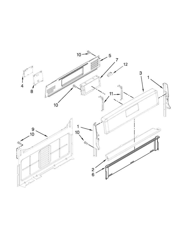 Control Panel Parts Diagram and Parts List for WFG540H0EB0  Whirlpool Range