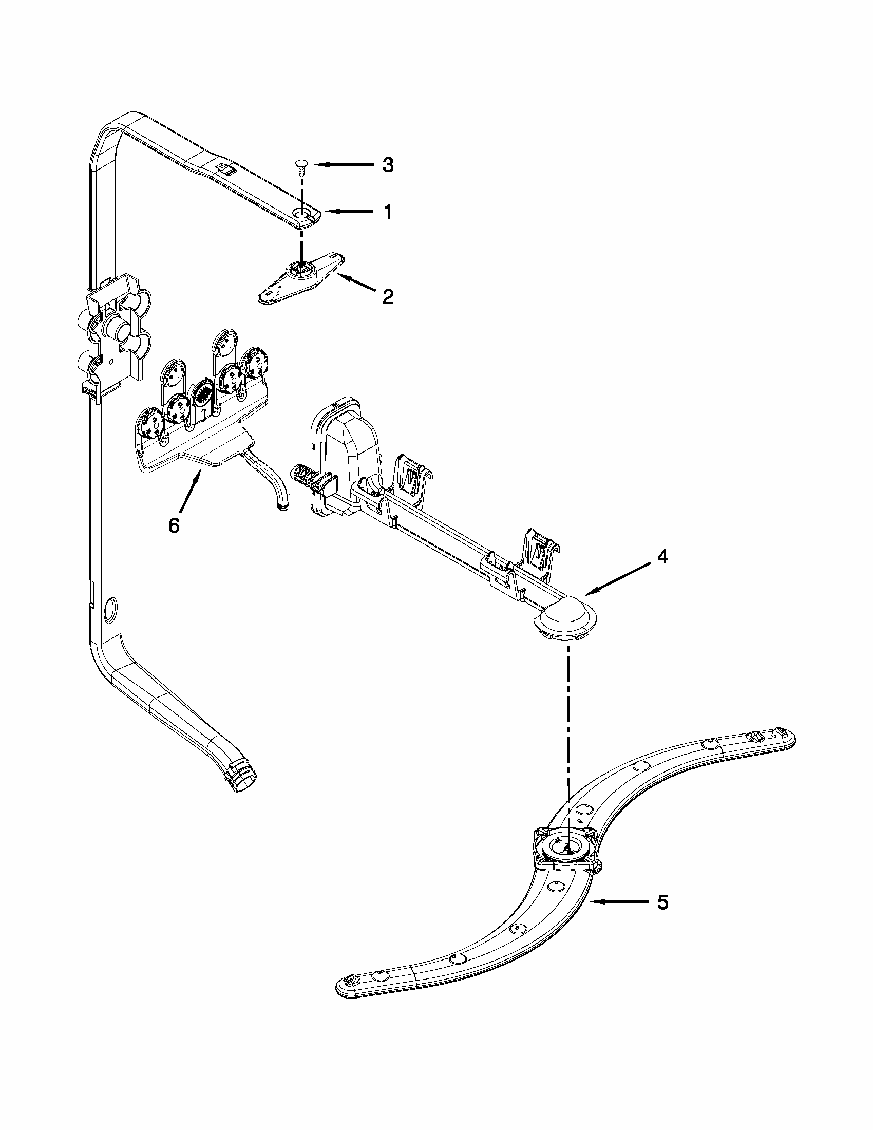 Upper Wash And Rinse Parts Diagram and Parts List for 66515693K211  Kenmore Dishwasher