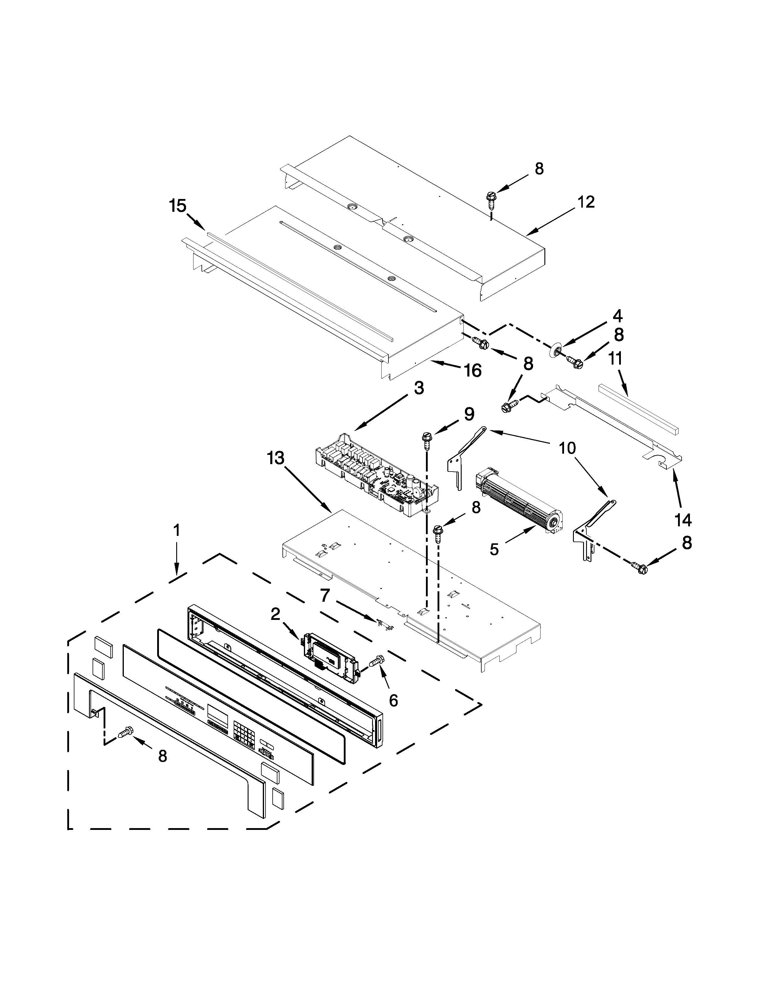 Control Panel Parts Diagram and Parts List for IBS350DS01  Whirlpool Wall Oven