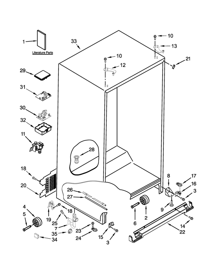 Cabinet Parts Diagram and Parts List for 7KSF26C6YY00  KitchenAid Refrigerator