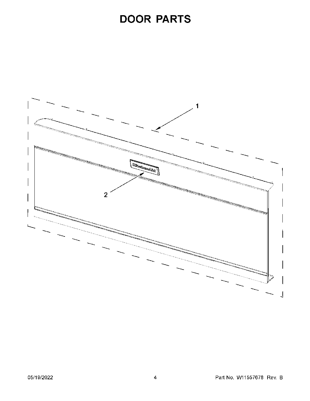Door Parts Diagram and Parts List for YKMLS311HBL9  KitchenAid Microwave
