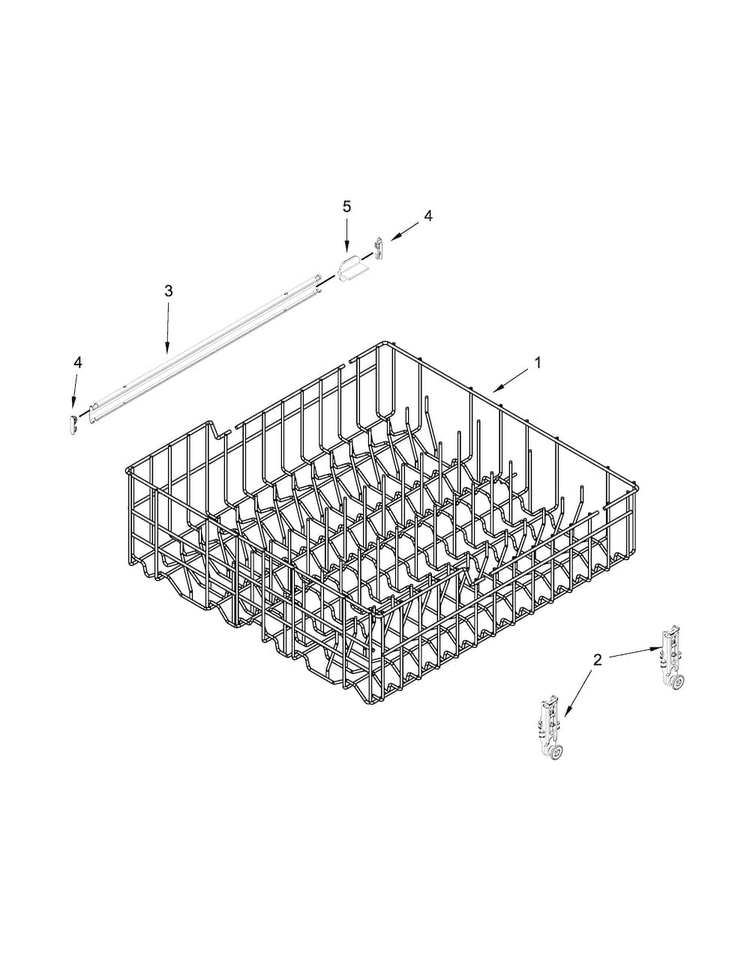 Upper Rack And Track Parts Diagram and Parts List for WDF310PAAB5  Whirlpool Dishwasher