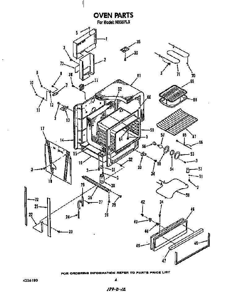 Oven Diagram and Parts List for N9357*3  Roper Range