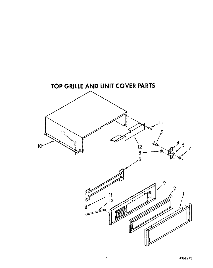 TOP GRILLE AND UNIT COVER Diagram and Parts List for KSSS48MWX01  KitchenAid Refrigerator