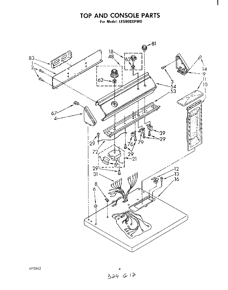 SECTION Diagram and Parts List for LE5800XPW0  Whirlpool Dryer