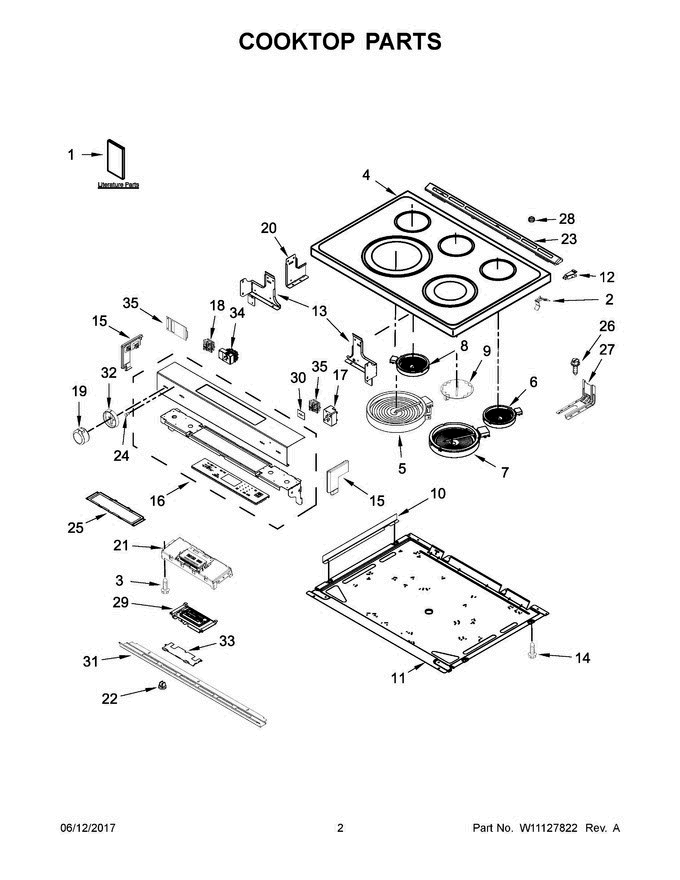 02 - Cooktop Parts Diagram and Parts List for KSEG700EBS2  KitchenAid Range