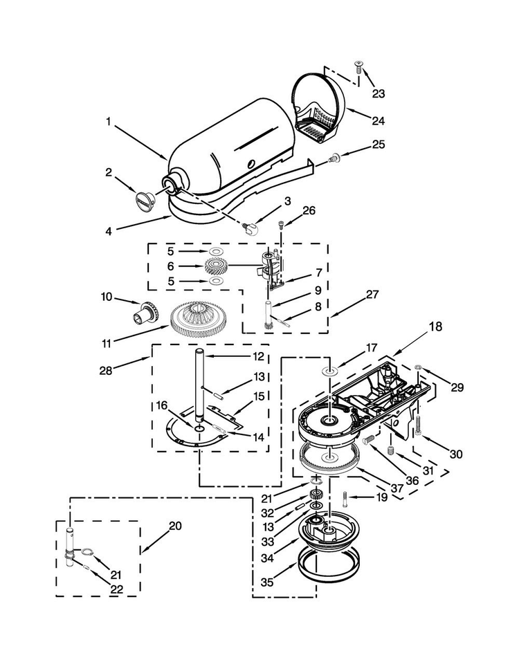 Case, Gearing And Planetary Unit Parts Diagram and Parts List for KSM88RBQCB0  KitchenAid Mixer