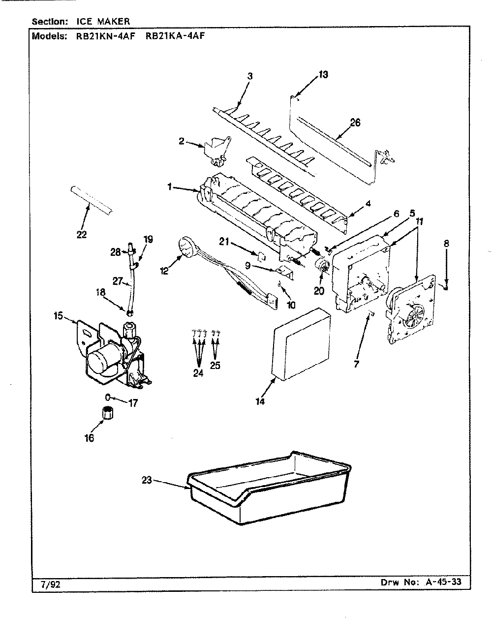 06 - Ice Maker Diagram and Parts List for RB21KA4AF  Whirlpool Refrigerator