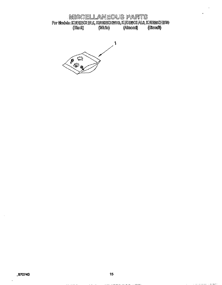 MISCELLANEOUS, LIT/OPTIONAL Diagram and Parts List for KUDI25CHBL0  KitchenAid Dishwasher