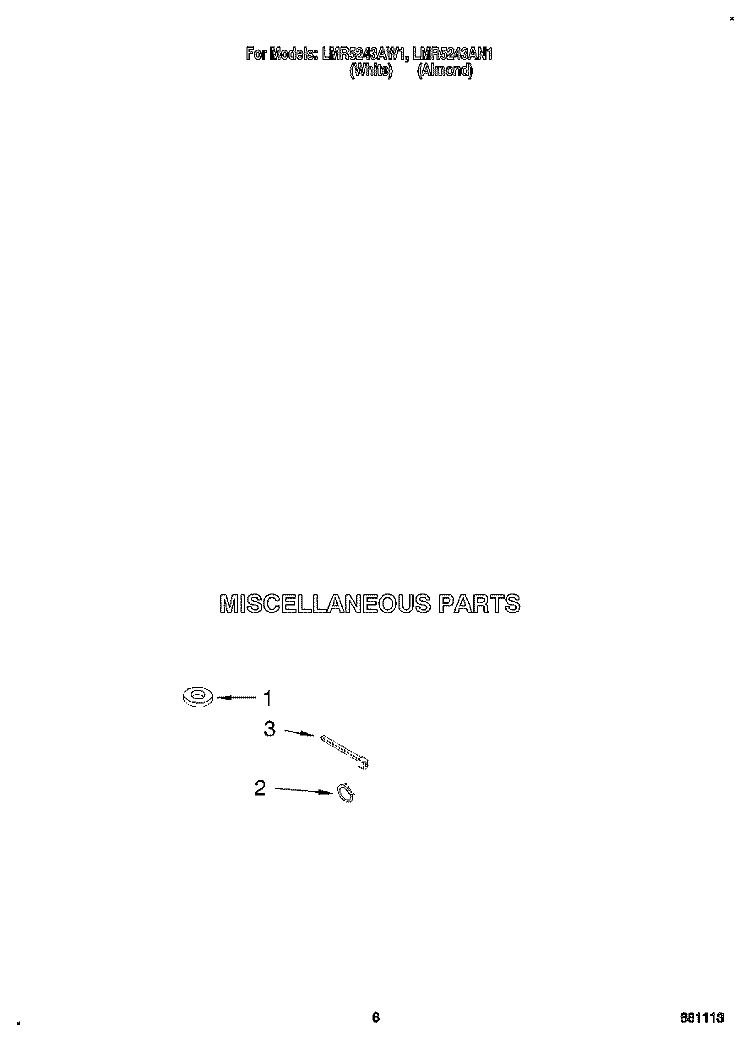 MISCELLANEOUS Diagram and Parts List for LMR5243AN1  Whirlpool Washer