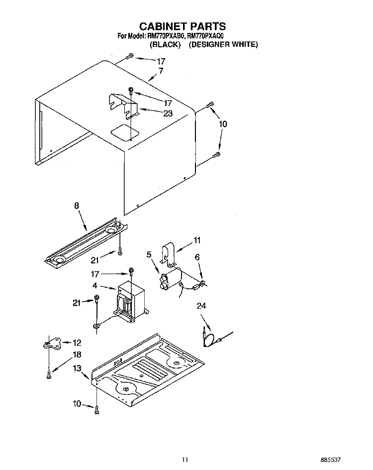 CABINET Diagram and Parts List for RM770PXAQ0  Whirlpool Wall Oven