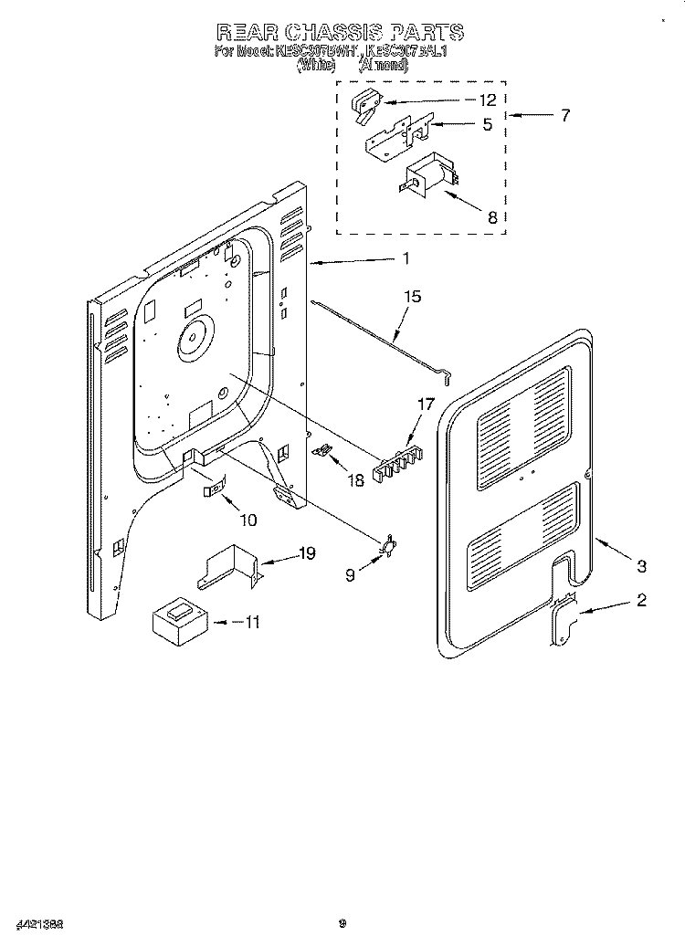 REAR CHASSIS, OPTIONAL Diagram and Parts List for KESC307BAL1  KitchenAid Range