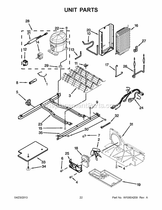 UNIT PARTS Diagram and Parts List for WRS325FDAM02  Whirlpool Refrigerator