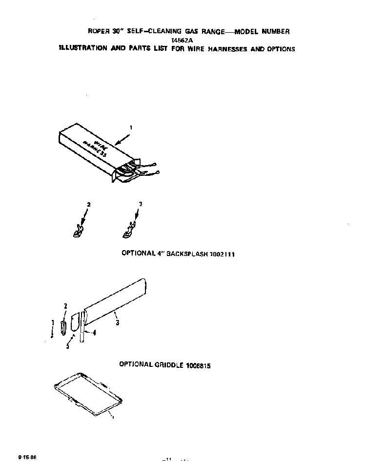 ^wire Harness Diagram and Parts List for 1456*2A  Roper Range