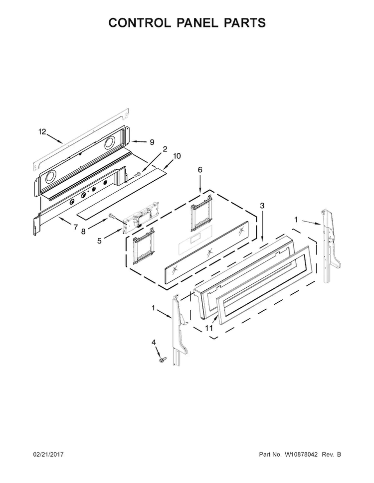 Control Panel Parts Diagram and Parts List for KFGD500ESS02  KitchenAid Range