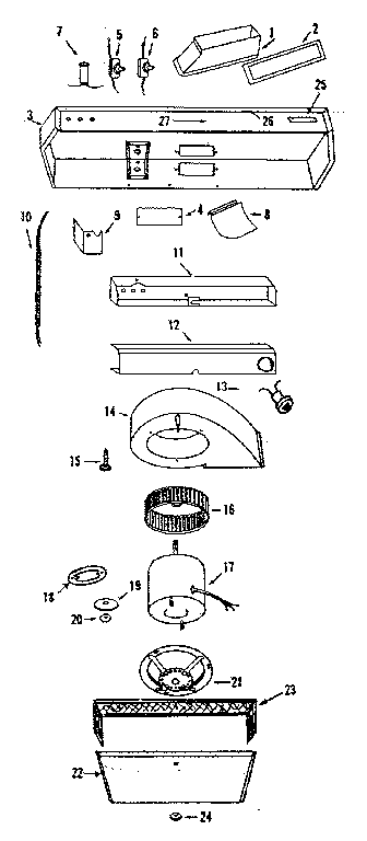Range Hood Turbo-flo Diagram and Parts List for 1559403  Kenmore Range Hood
