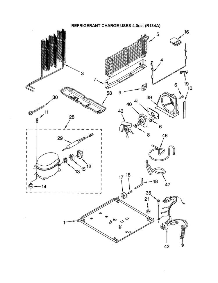 Unit Diagram and Parts List for RT18AKXKQ07  Roper Refrigerator