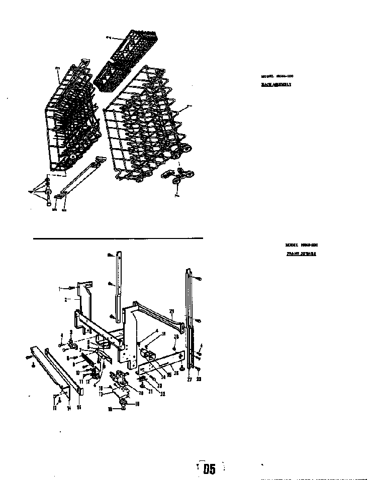 Rack Assembly Model 8566-h30 Diagram and Parts List for 8586H30  Roper Dishwasher
