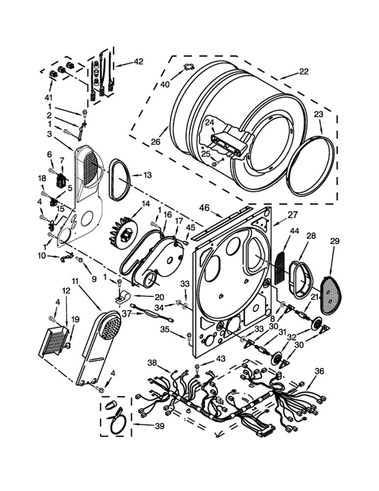 Dryer Bulkhead Parts Diagram and Parts List for 110C81432510  Kenmore Washer Dryer Combo