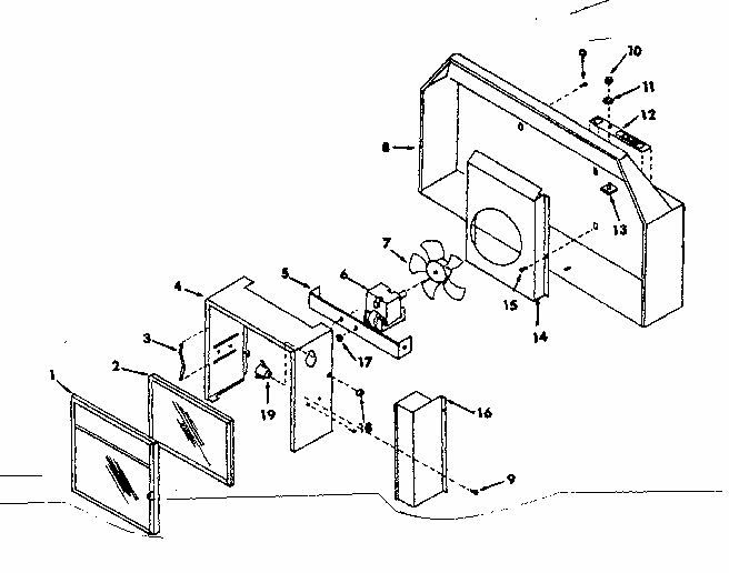 Range Hood Diagram and Parts List for 8505337312  Kenmore Range Hood