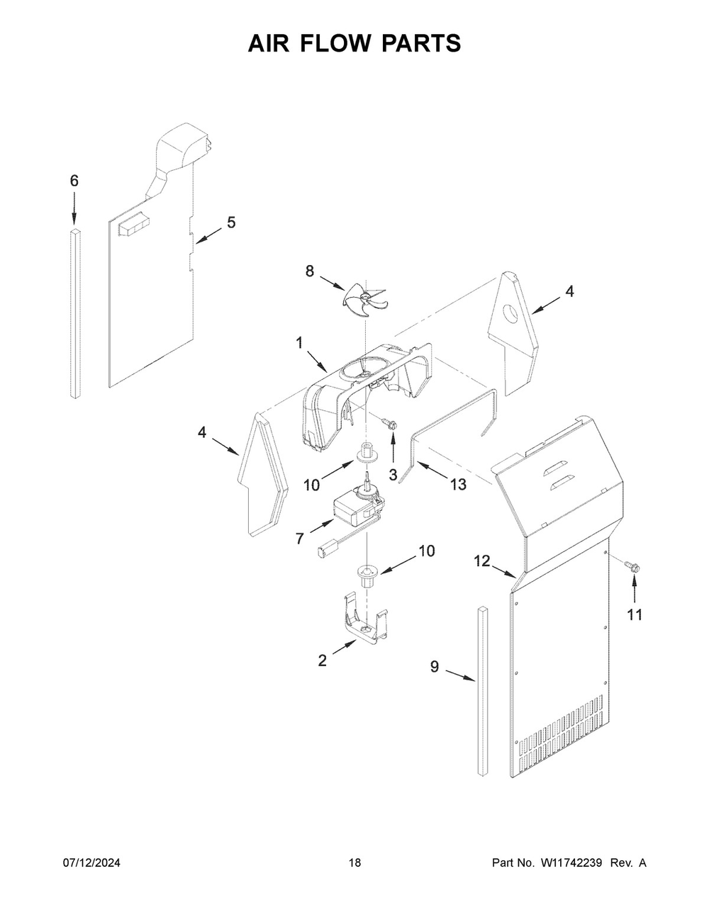 10 - Air Flow Parts Diagram and Parts List for ASI2175GRW10  Whirlpool Refrigerator
