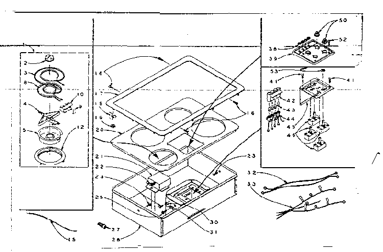 Cooktop Diagram and Parts List for 15440383  Kenmore Cooktop