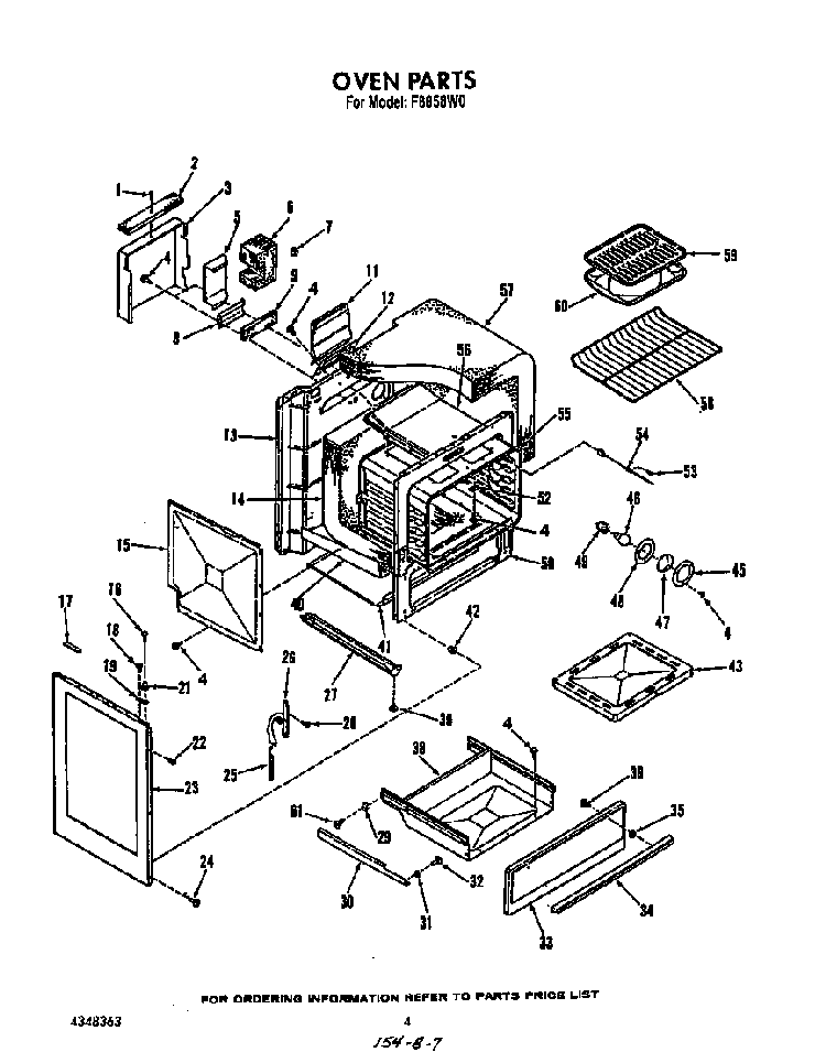 Oven Diagram and Parts List for F8858*0  Roper Range